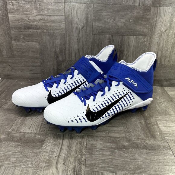 Nike Alpha Menace Pro 2 Mid White Blue Men's size 16 Football Cleats - Picture 4 of 8